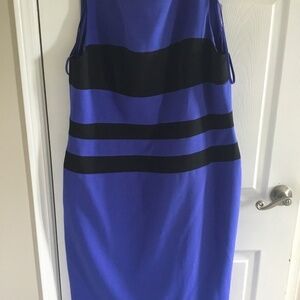 Kasper blue dress with black stripe